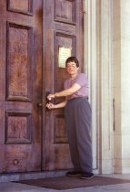 Anna Weinman locks the door